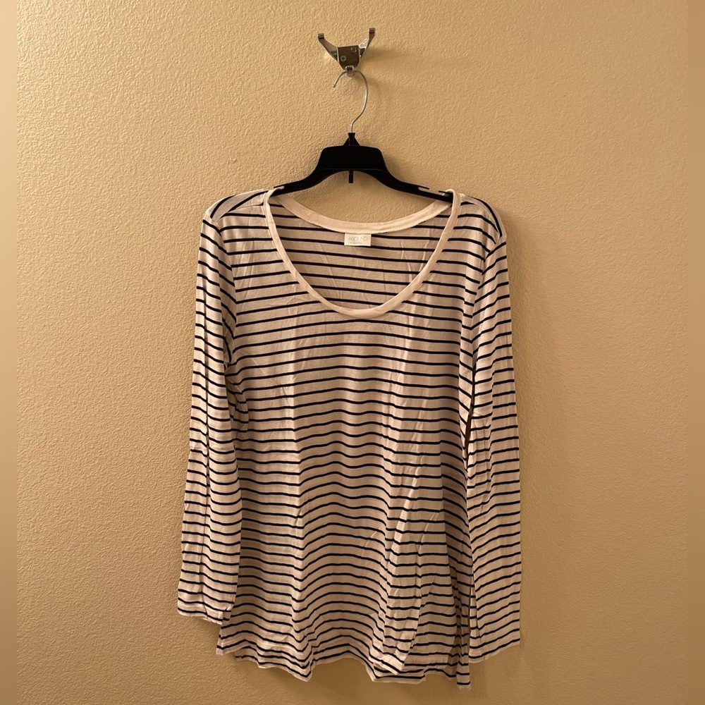 Abound Black and Cream Striped Long Sleeve Top